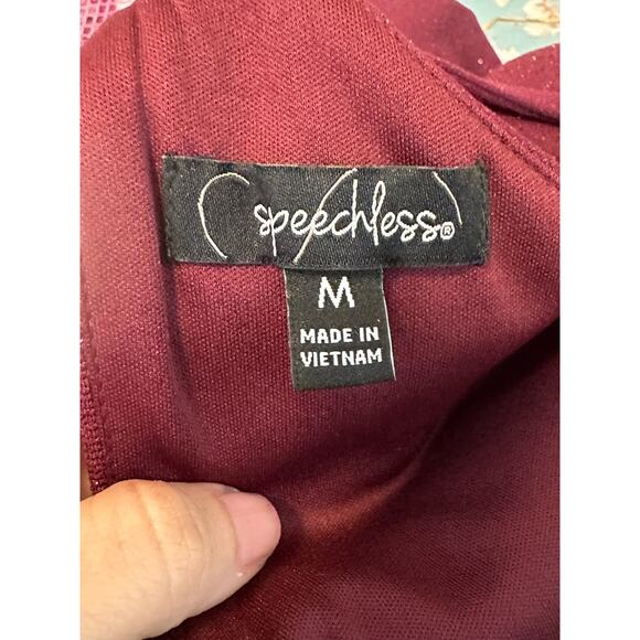Speechless shimmery red Y neck layered skirt mini dress size M - Picture 4 of 16